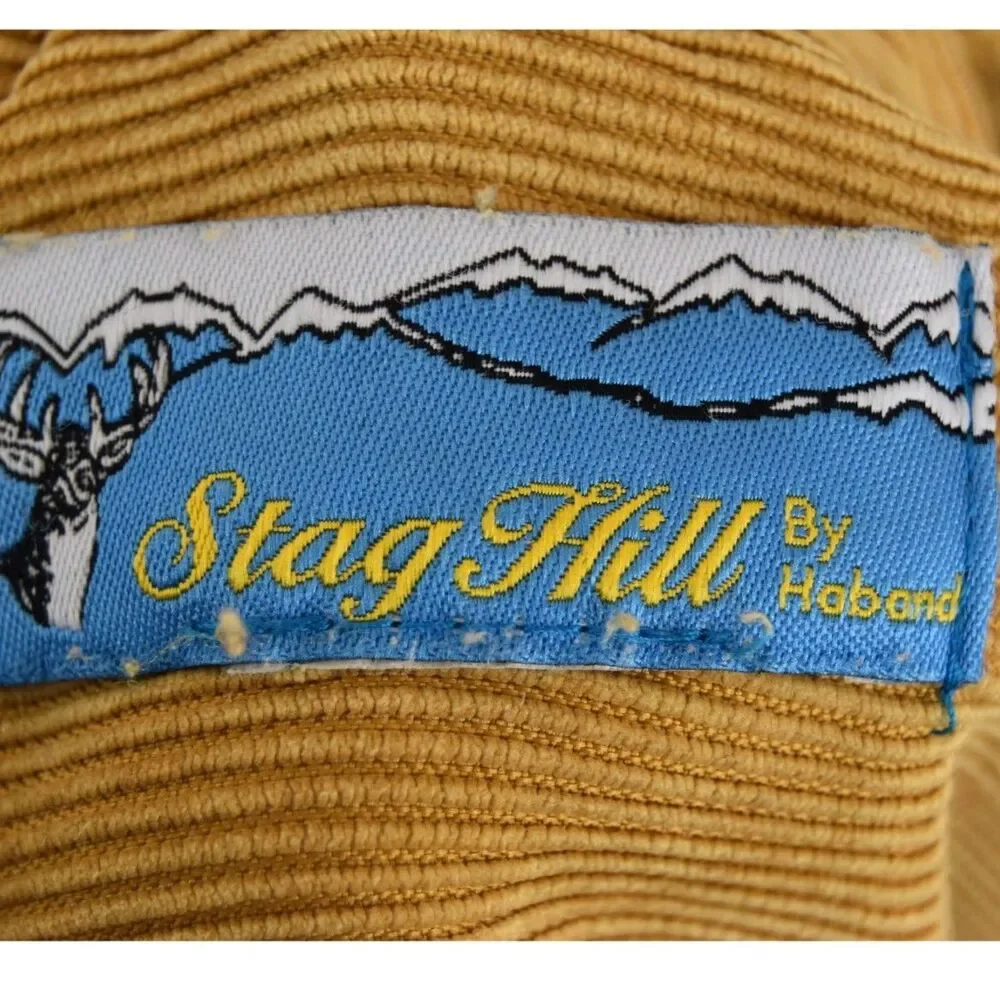 Vintage 70s Stag Hill Haband Corduroy Western Shirt Mustard Button Front Large